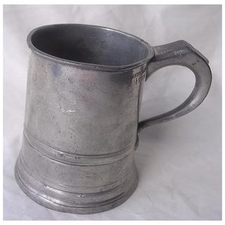 Victorian JAMES YATES Polished Pewter Cylindrical Half Pint Tankard