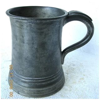 Victorian Pewter Glass Bottom Tankard