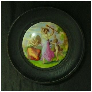 Victorian Framed Porcelain Paste Pot Lid
