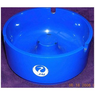 Vintage Japan Airlines Thick Blue Plastic Advertising Ashtray