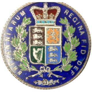 Superb 1847 Queen Victoria Enameled Silver Crown Coin Brooch