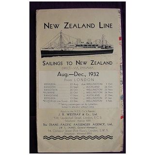 NZ LINE Sailings to New Zealand Pamphlet 1932