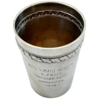 Antique Swiss Tobogganing Silver Trophy Cup 1914