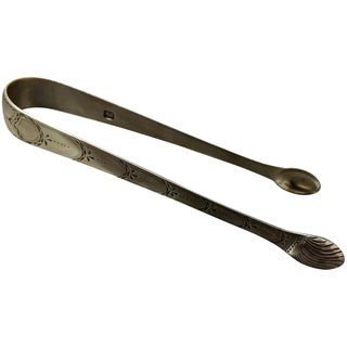 Georgian Sterling Silver Bright Cut Sugar Tongs - London Late 1700's
