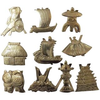 Japanese 950 Grade Silver Name Place Card Holders - Meiji Period