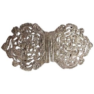 Victorian Sterling Silver Ladies Belt Buckle - 1895
