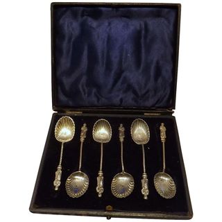 APOSTLE Teaspoons Hall Marked For 1897 - Boxed Set