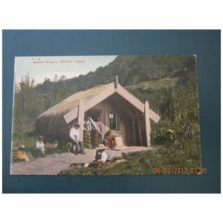 Maori Whare, Mokoia Island, New Zealand