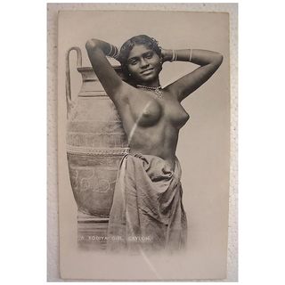 Vintage Topless RODIYA Native Girl From Ceylon Postcard