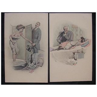 A Set Of Two Saucy Victorian Era Postcards