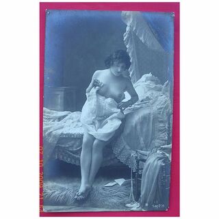 Vintage French Nude Postcard Bed-Time Scene
