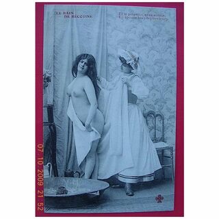 Vintage French Nude Bath Postcard Circa 1900 