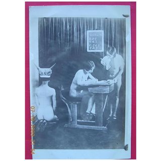 Vintage Nude School Girls Lesbian Overtones Postcard
