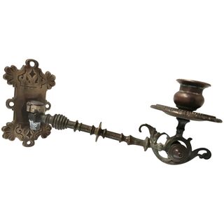 Victorian Gothic Brass Piano Candle Holder