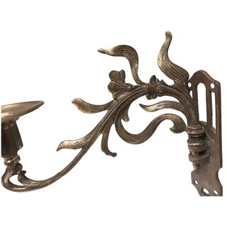 Edwardian Art Nouveau Single Brass Piano candle Holder