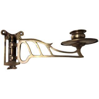 Edwardian Single Arm Brass Piano Candle Holder