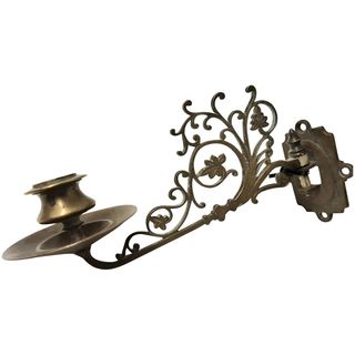 VICTORIAN Art Nouveau Brass Piano Candle Sconce