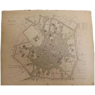 Antique Map of MILAN - Dated 1832