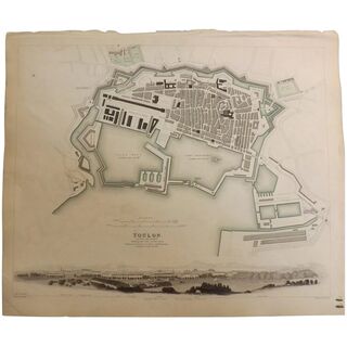 An Original Atlas Map of TOULON circa 1840 Published By 