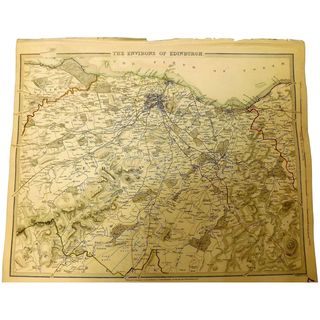 Original Map of The Environs of EDINBURGH Circa 1835 Published By 