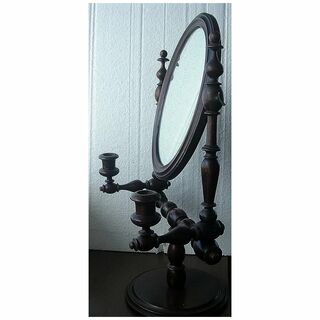Superb Victorian Shaving Mirror With Candle Sconces