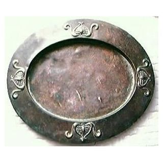 Beautiful Victorian Art Nouveau Oval Copper Platter
