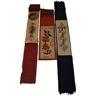Three Victorian Religious Petit Point Book Marks