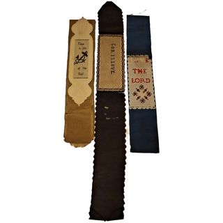 Three Victorian Religious Petit Point Book Marks