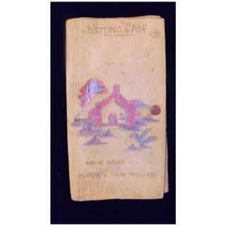 KIWIANA 'Maori Whare' Suede Writing Case Circa 1950's