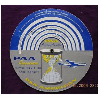 Vintage Pan American Airlines Currency Computer & Time Selector