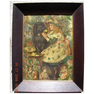 Rare Large Victorian Print & Montage in Oak Frame