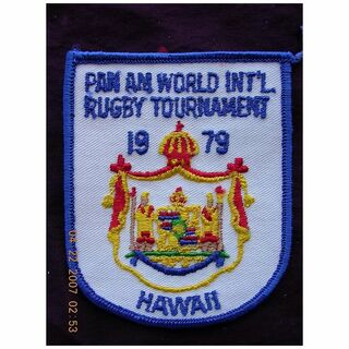 Two PAN AMERICAN AIRLINES 'World Rugby Tournament' Cloth Decals