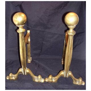 A Pair Of Classical Styled Victorian Brass Andirons