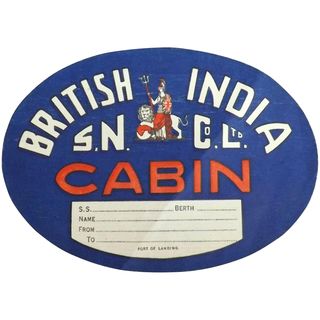 Baggage Sticker British India Steam Navigation Co