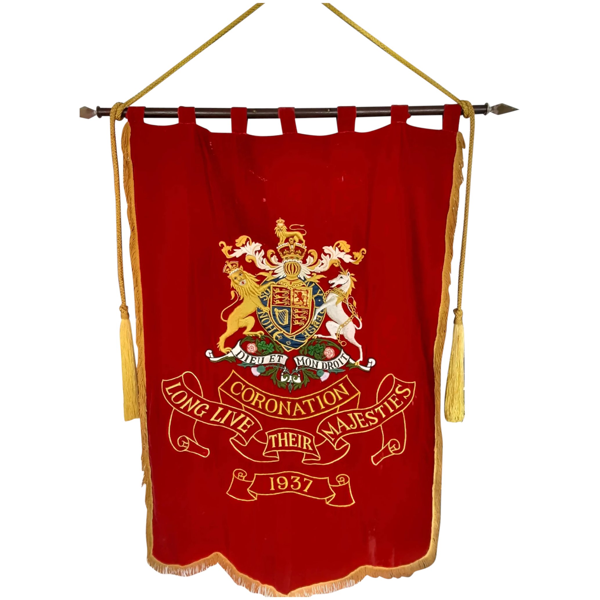 Superb Large 1937 Coronation Processional Banner - King George VI