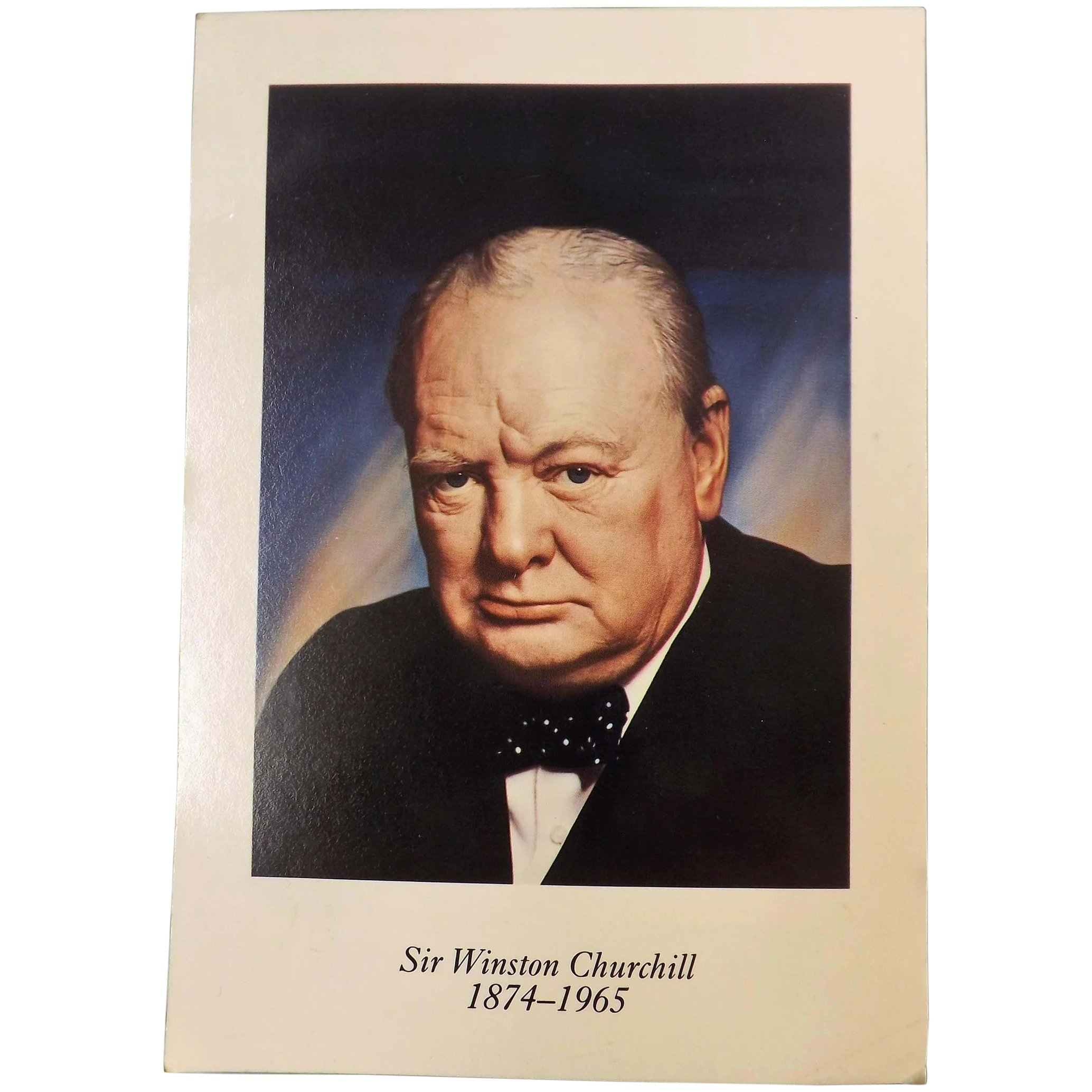 Winston Churchill Postcard + Unionist Assoc Ticket + Pewter Churchill Bust Key Ring
