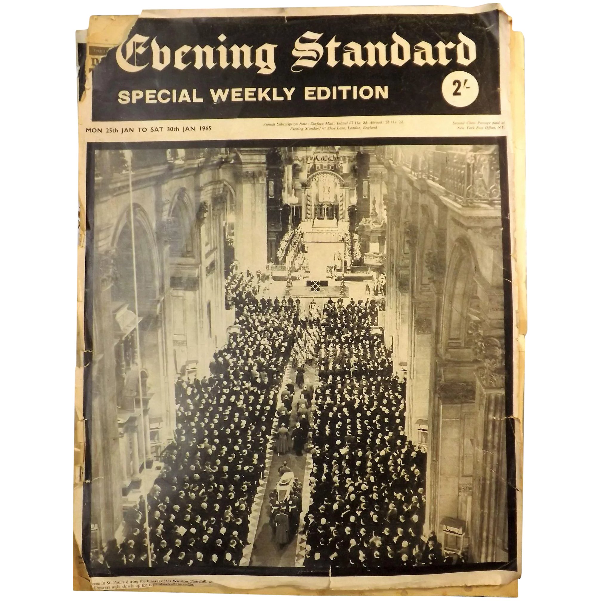 Winston Churchill - Special Weekly Edition EVENING STANDARD January 1965