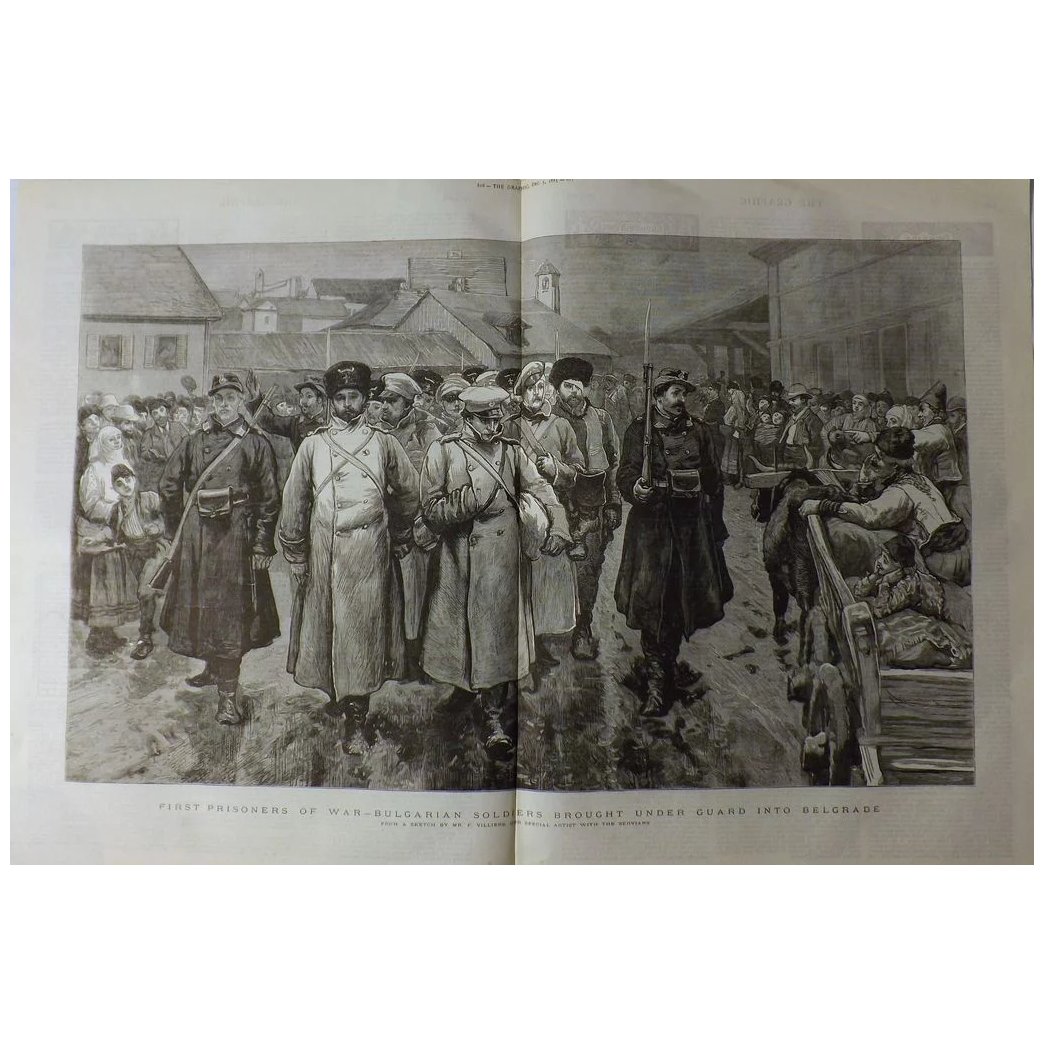 The Graphic 1885- Double-Page Spread Of The War Between Servia & Bulgaria