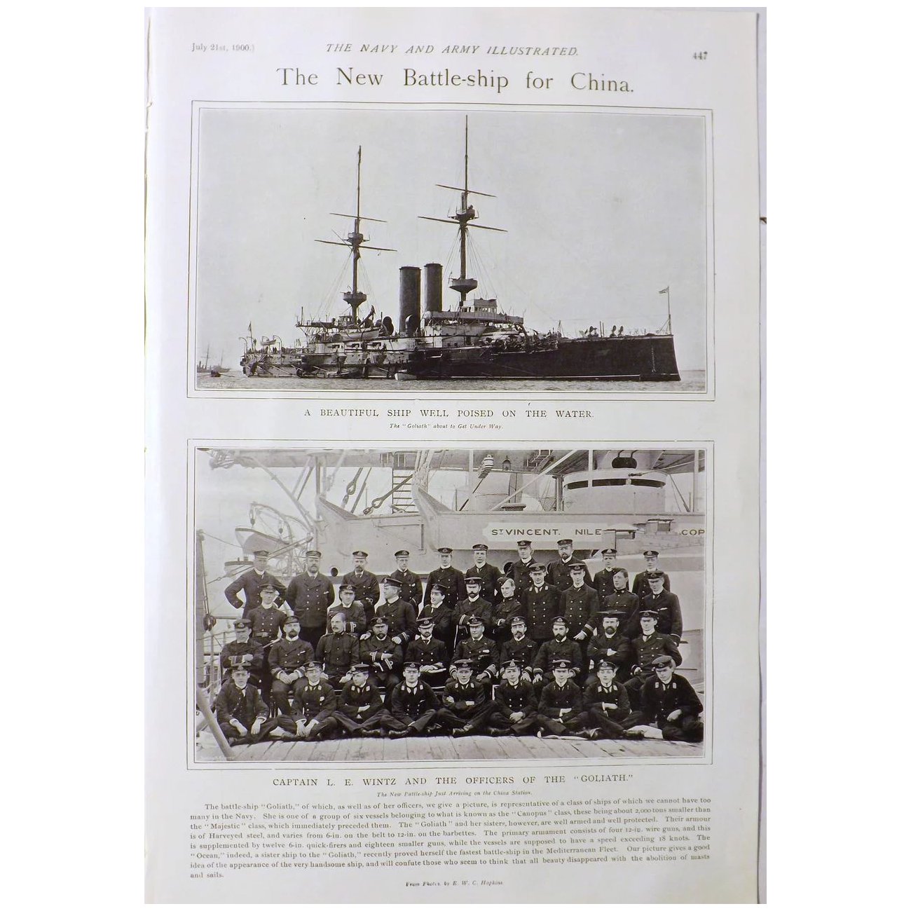 The New Battle-ship For China -The Navy & Army Illustrated 1900