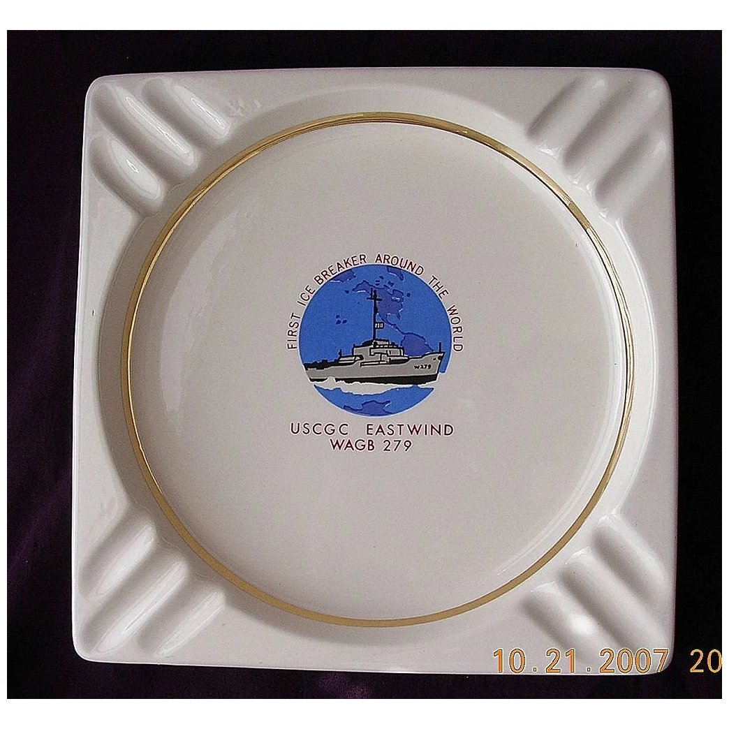 Commemorative US NAVAL Ashtray For Icebreaker 'USCGC EASTWIND' 1960