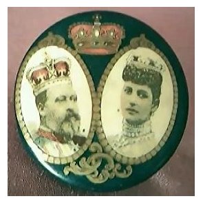 Rare Chromolithographed Pin Back King Edward V11 Coronation 1902