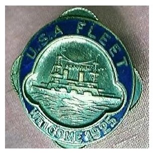 U.S.A FLEET Welcome 1925 - Enamel & Brass Badge