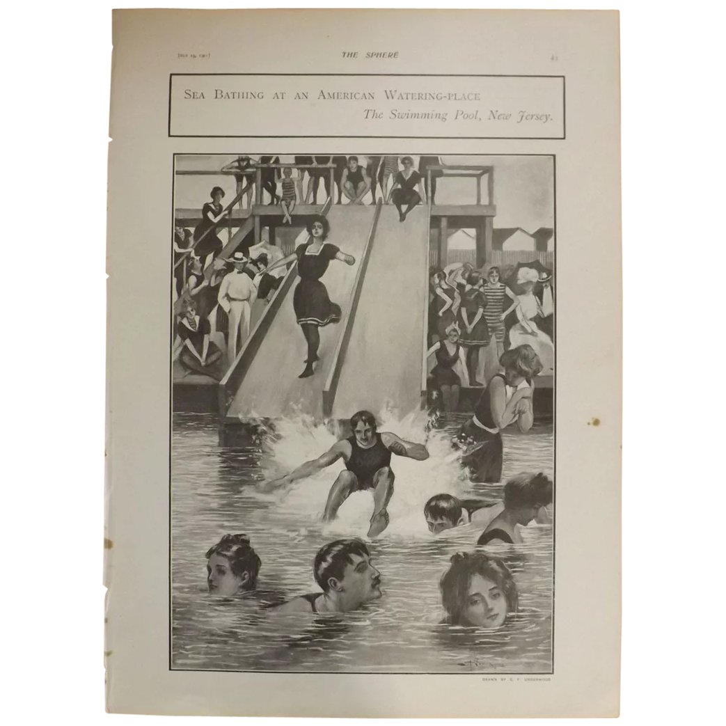 Original Page 'Sea Bathing At An American Watering -Place' - The Sphere JUL. 1901