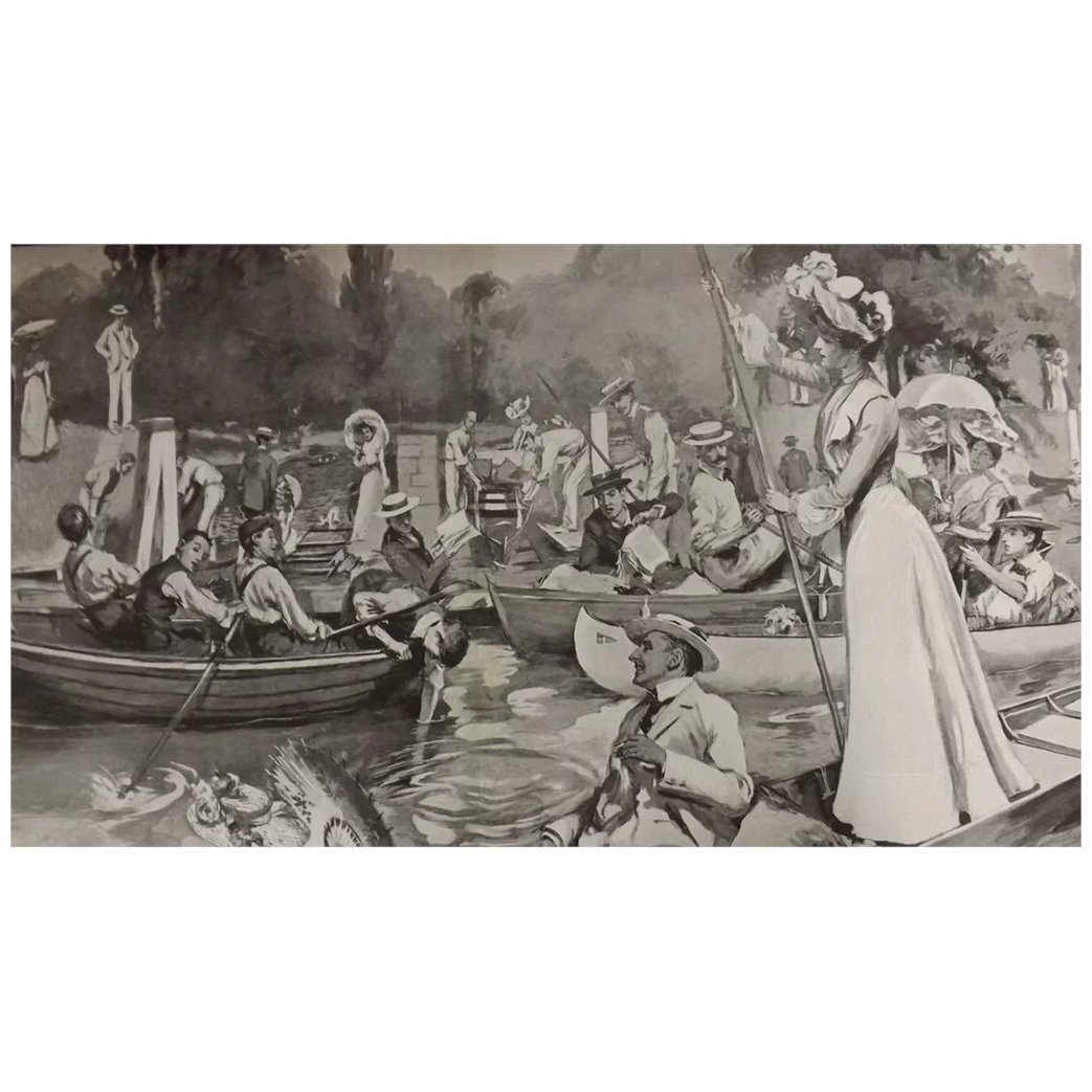 Original Double Page 'A Typical Scene On The Thames' - The Sphere Jul. 1901