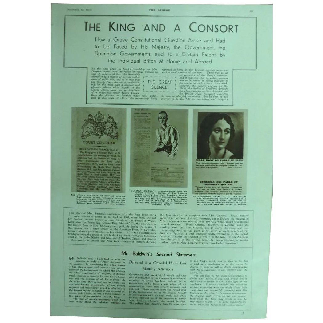SPECIAL Feature. The King & A Consort -The Sphere 1936