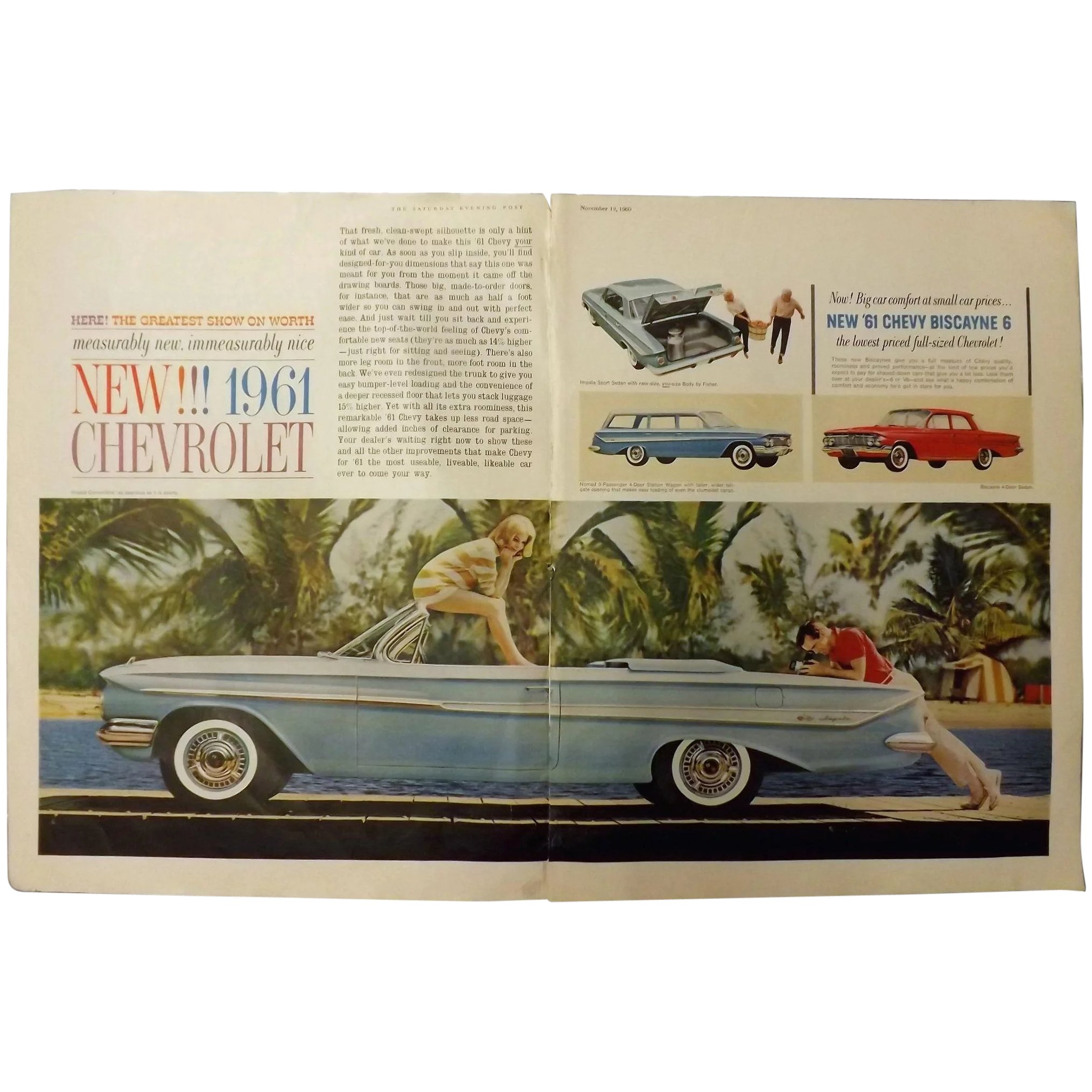 1961 NEW Chevrolet Range - Original Advertisement Saturday Evening Post