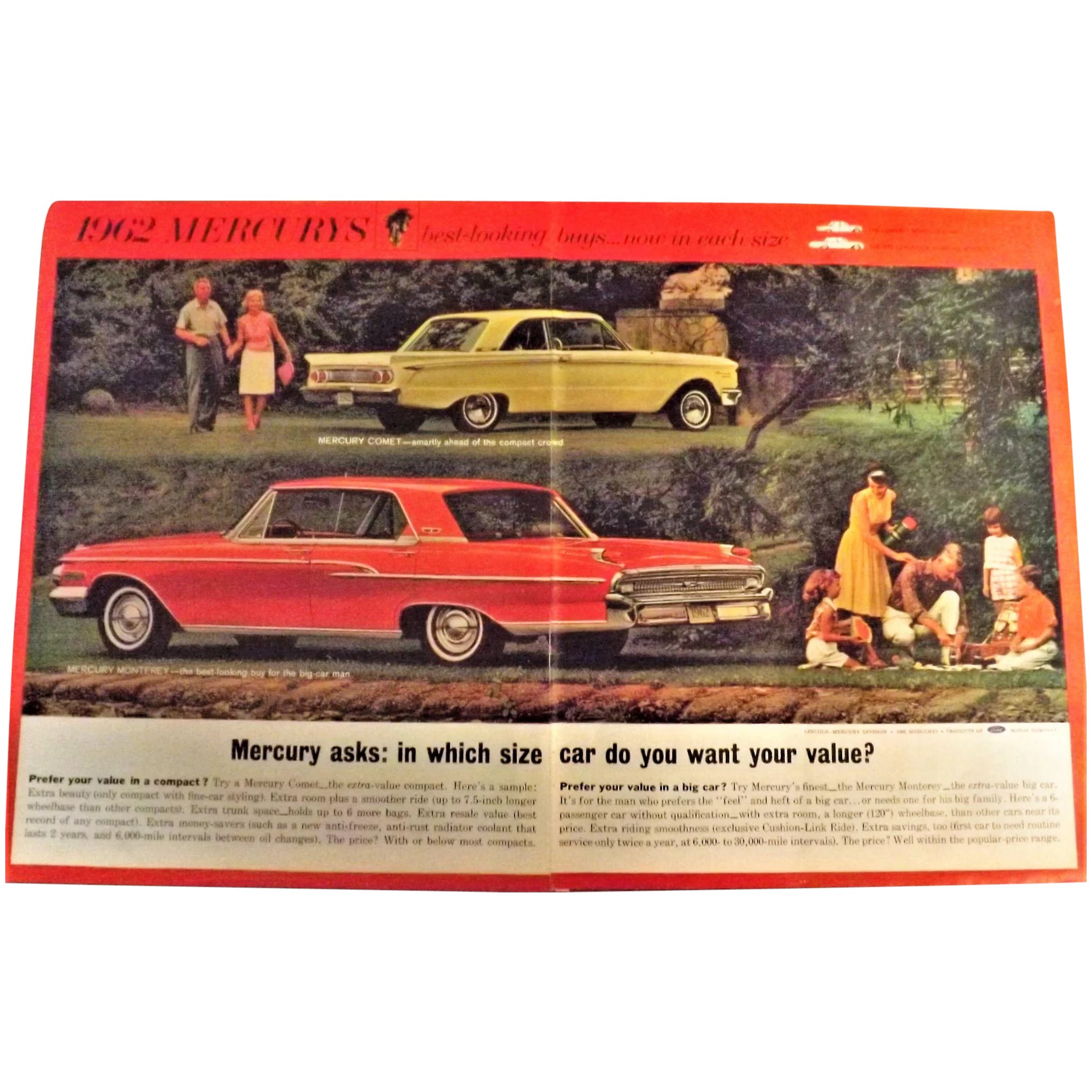 1962 Mercury Monterey & Comet Genuine Double Page Advertisement