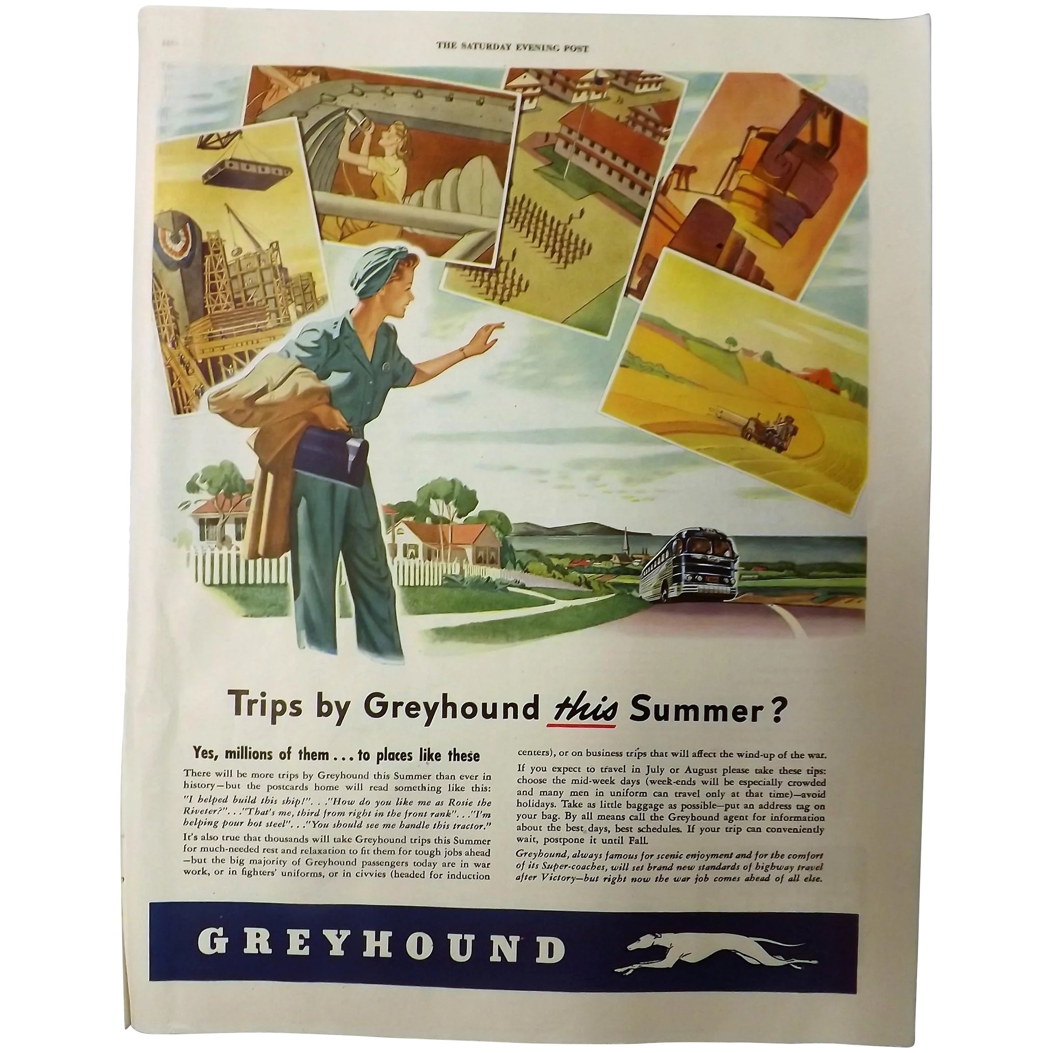 GREYHOUND Coach Lines War Time Advertisement -1944