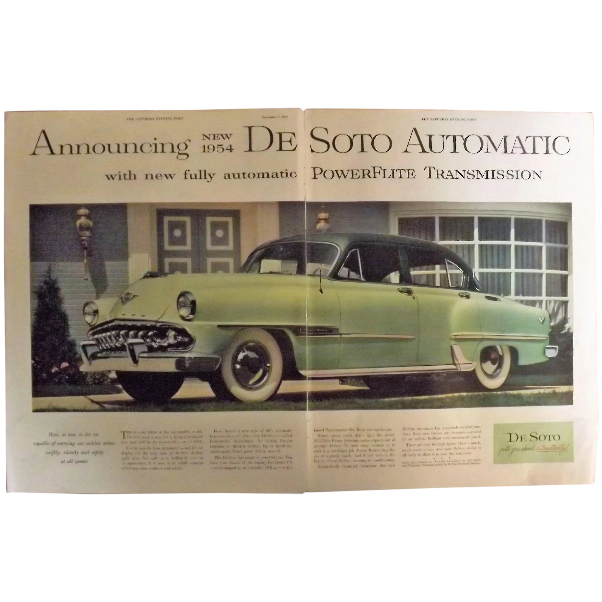 DE SOTO New 1954 Automatic Original Double Page Advertisement
