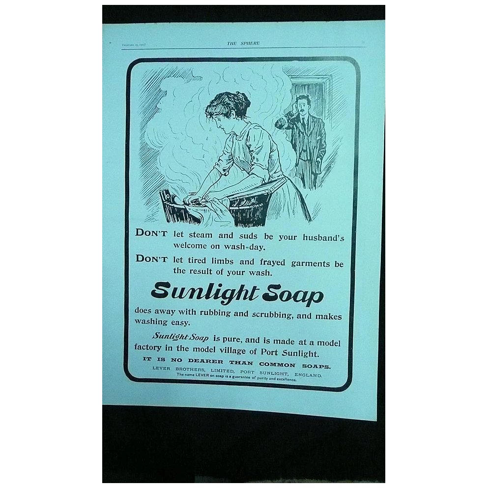 SUNLIGHT Soap - an original Full Page from THE SPHERE 1905
